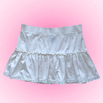 White Ruffle Mini Skirt (M)