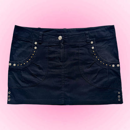 Black Vintage Studded Mini Skirt (M)