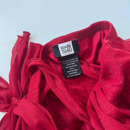 Red Glittery Halter Evening Dress (S)