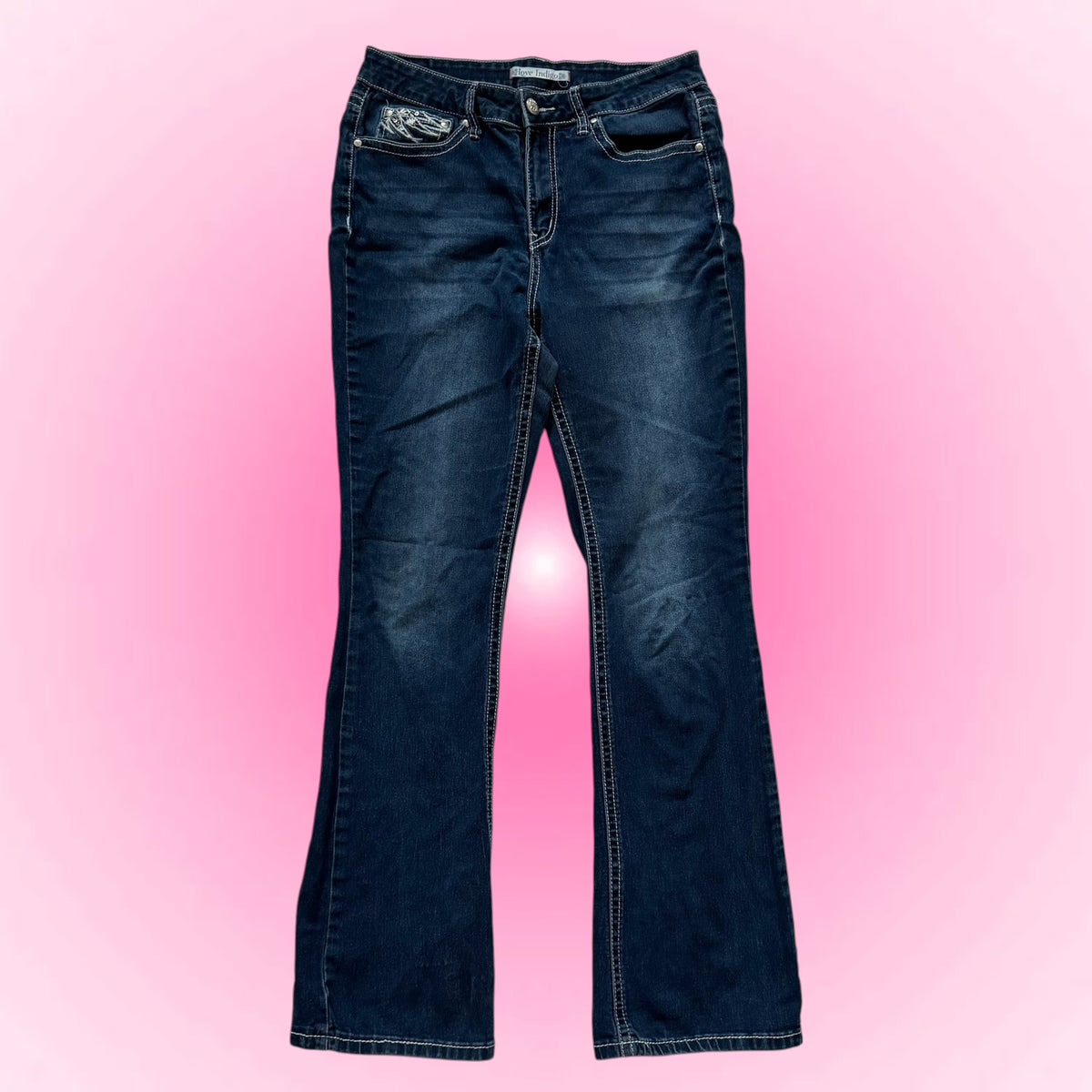 Dark Blue Embellished Flared Jeans (S)