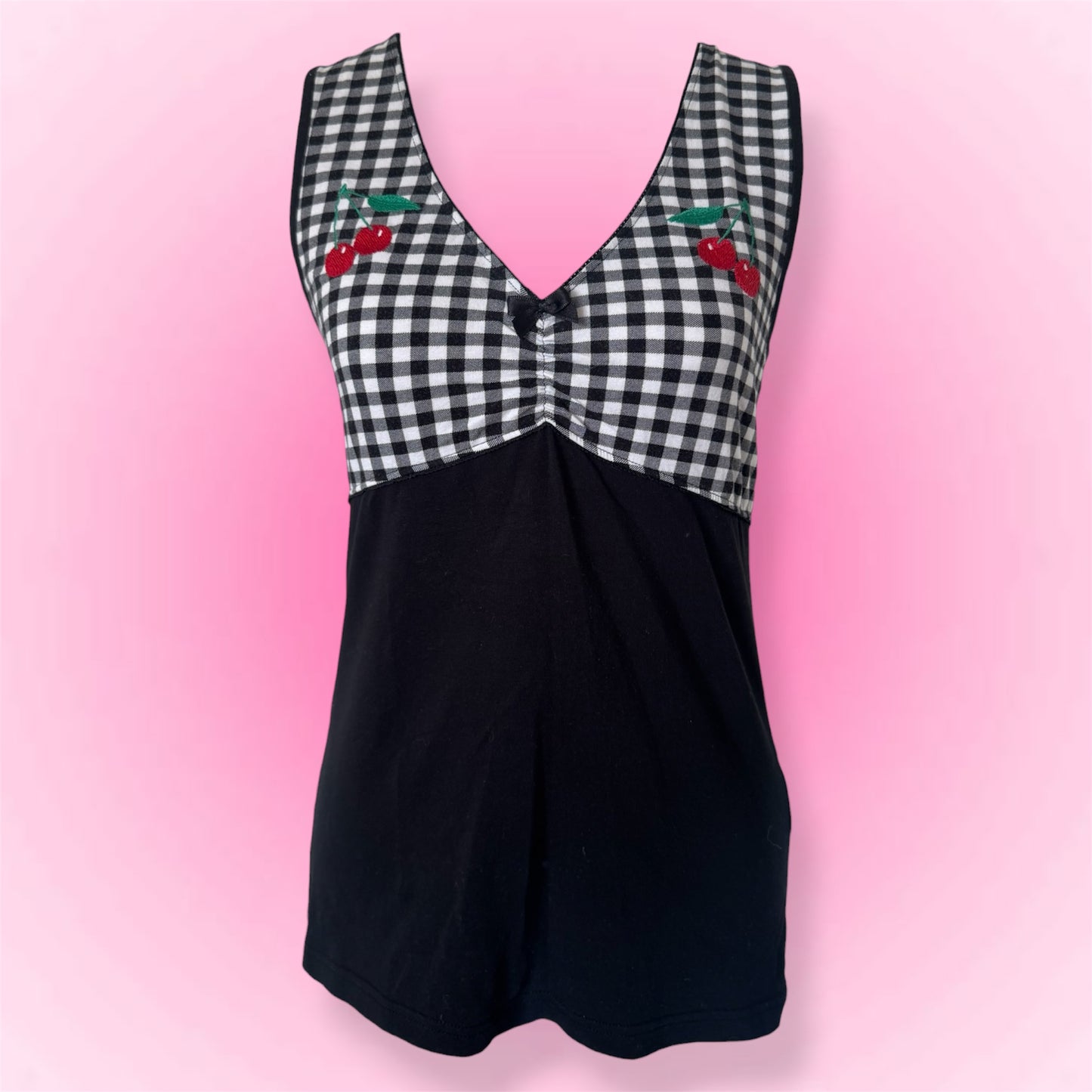 Gingham Cherry Y2K Shirt (M)