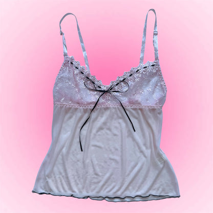 Pink Lace Y2K Cami (S/M)