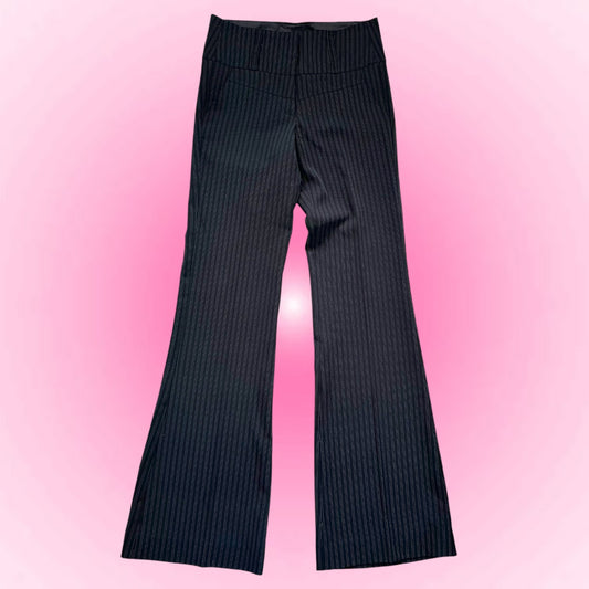 Black Pinstriped Flare Y2k Pants (XS)