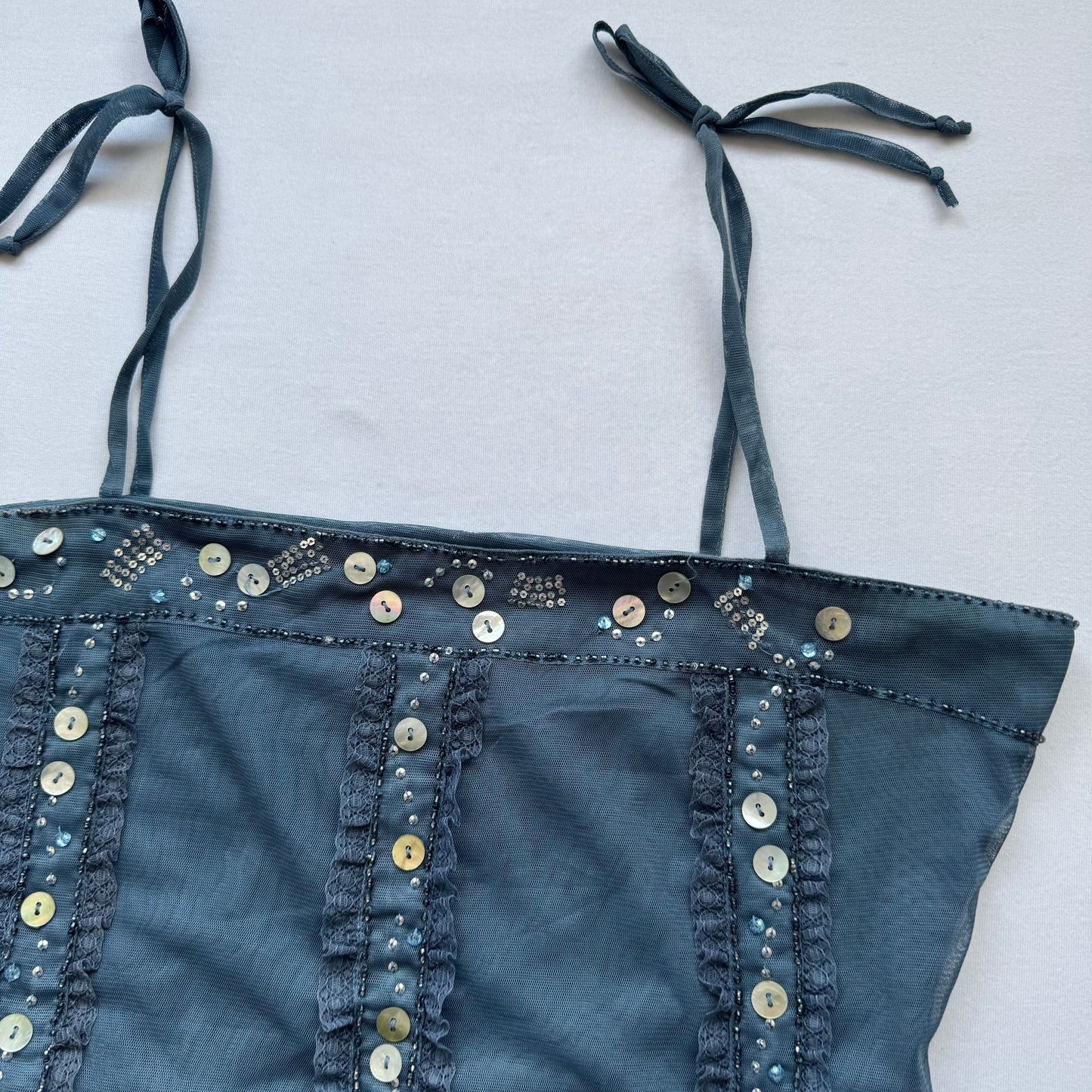 Blue sequin top (M)