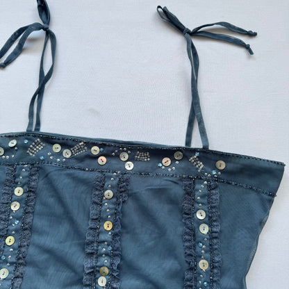 Blue sequin top (M)