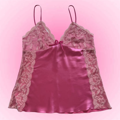 Pink Satin Lace Y2K Cami (M)