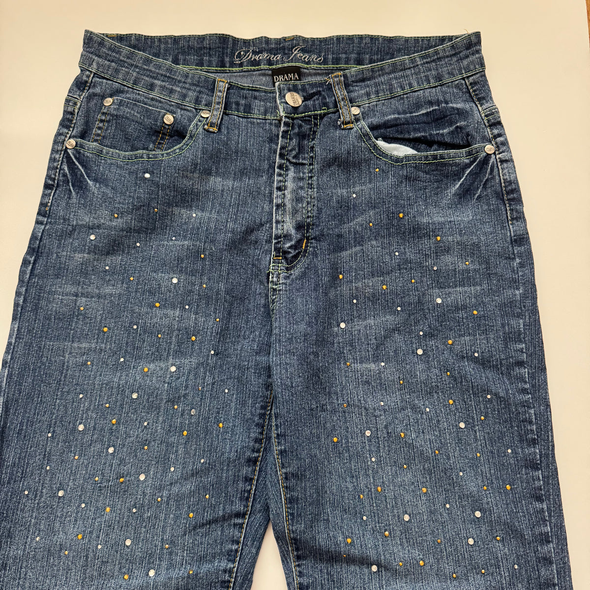 Blue Rhinestone Flared Jeans (M)