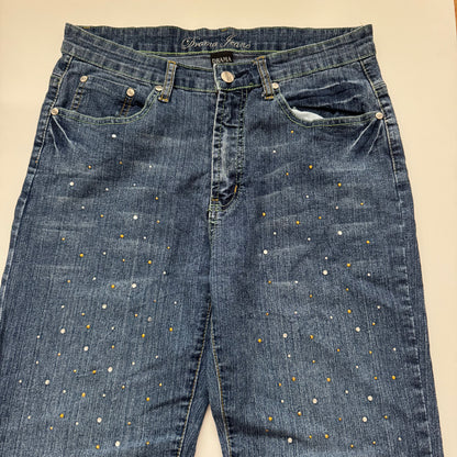 Blue Rhinestone Flared Jeans (M)