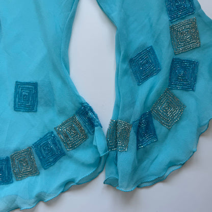 Blue Sheer Embellished Blouse (L)