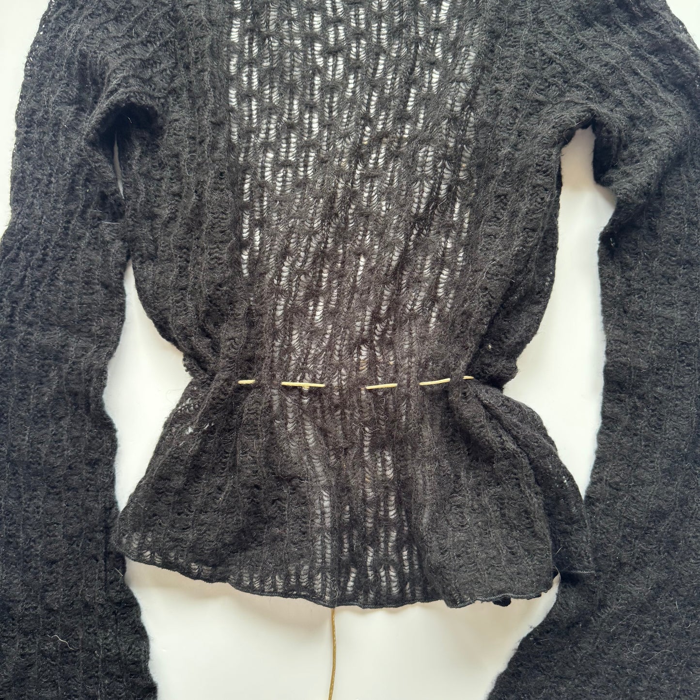 Black Tie-Front Knit Cardigan (S)