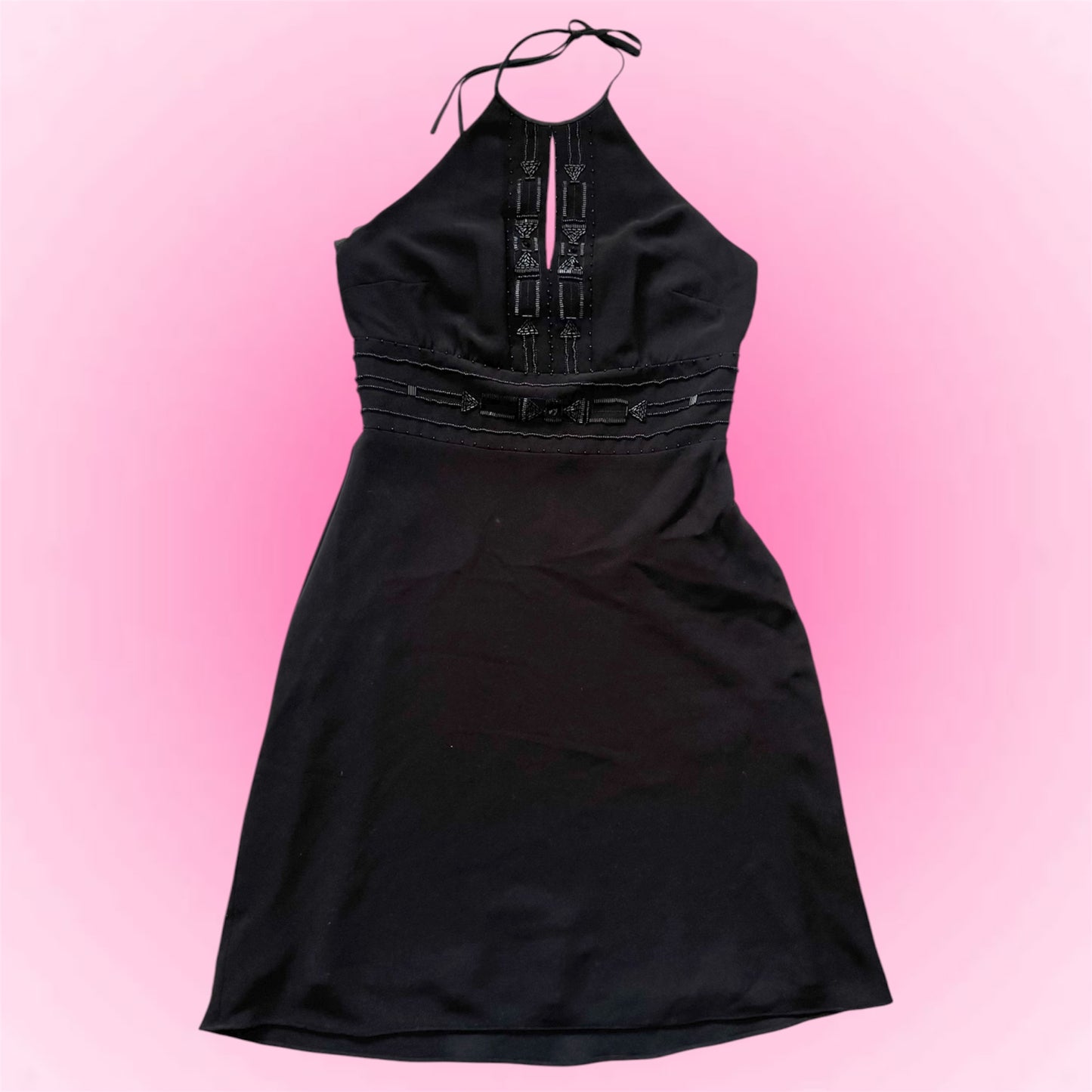 Elegant Black Halter Dress (XS/S)