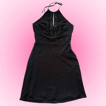 Elegant Black Halter Dress (XS/S)