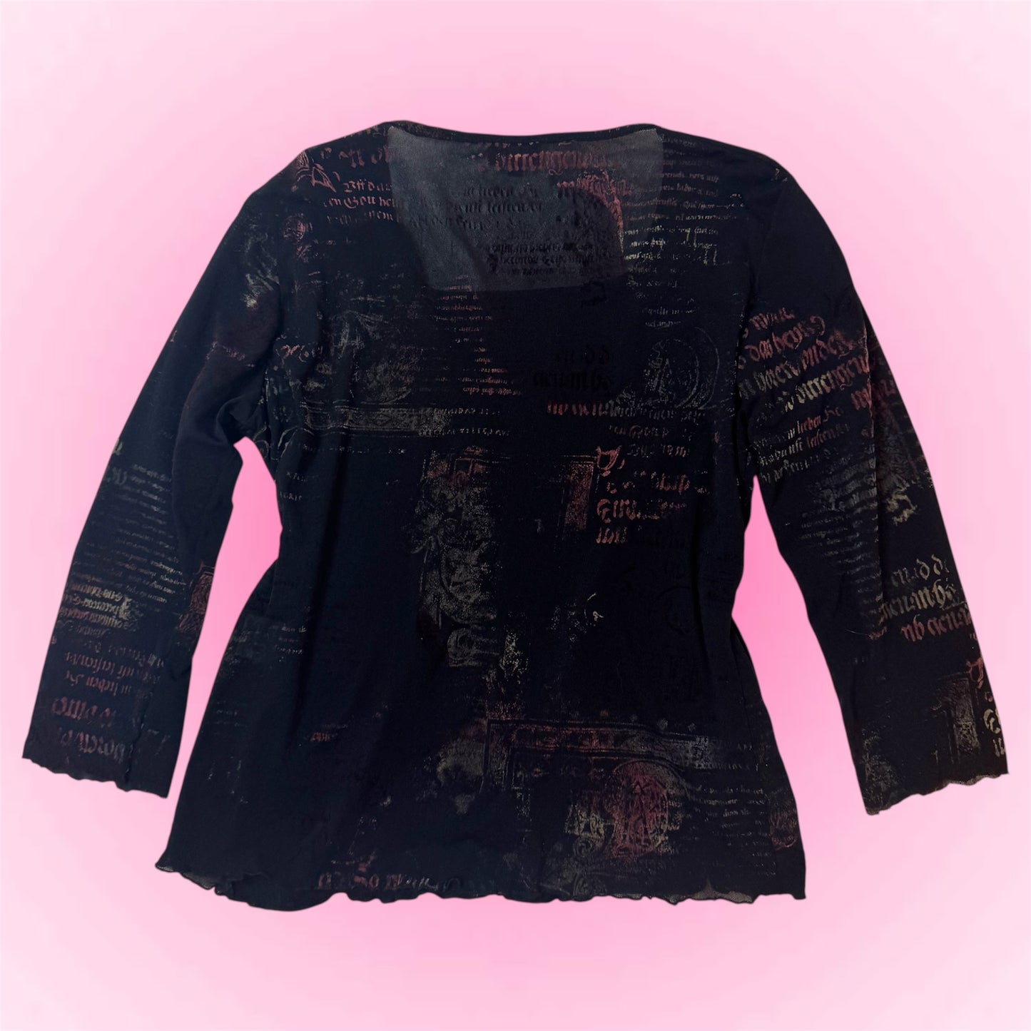 Black Sheer Graphic Longsleeve (M)