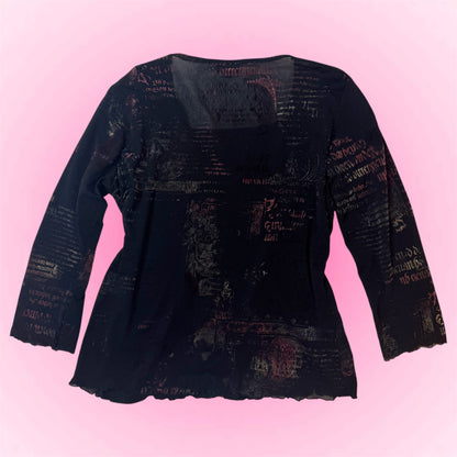 Black Sheer Graphic Longsleeve (M)