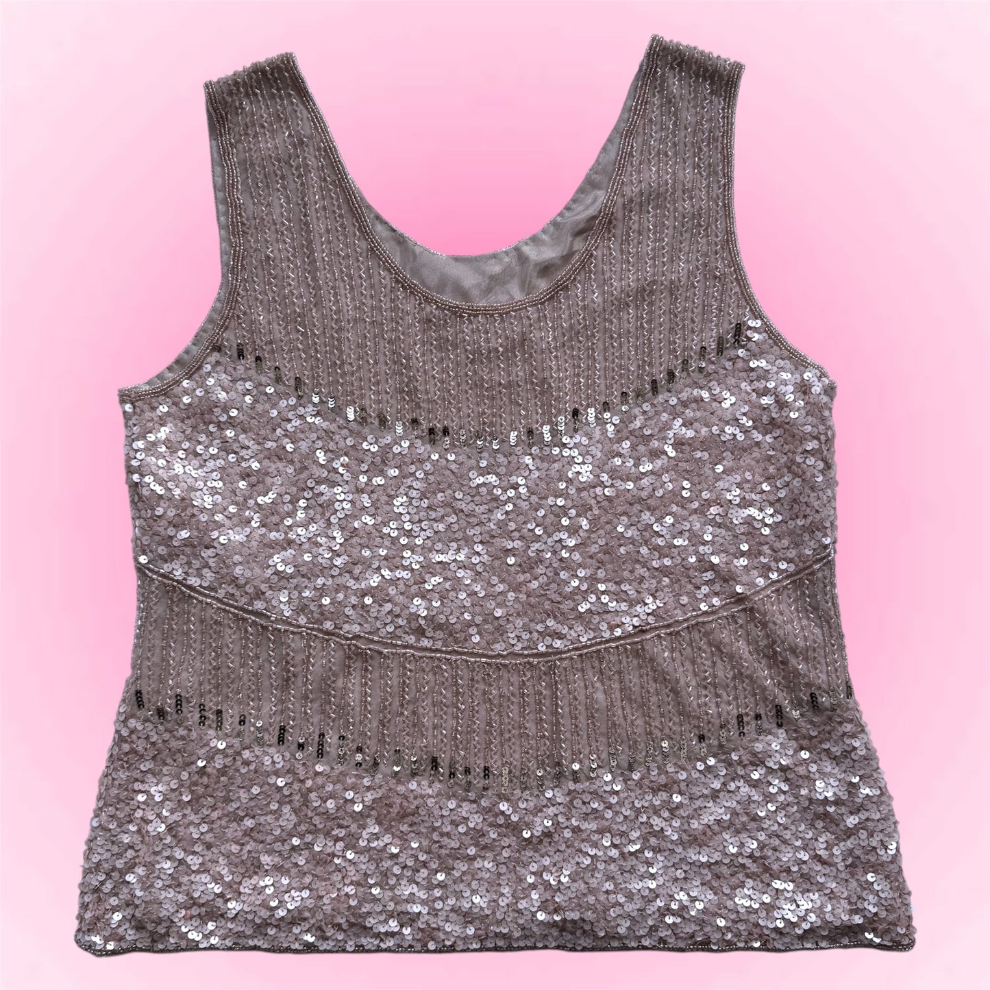 Pink Sequin Silk Top (M)