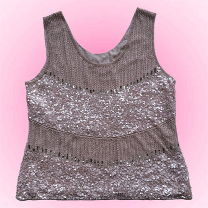 Pink Sequin Silk Top (M)