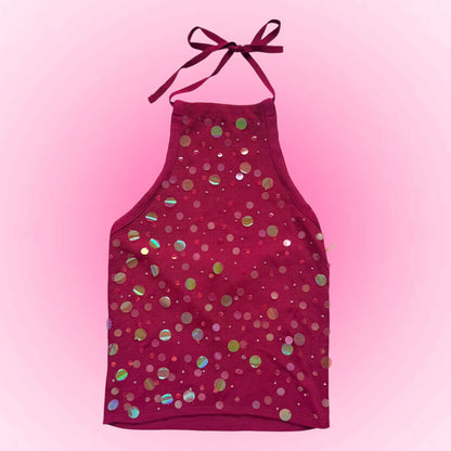 Burgundy Sequin Halter Top (S/M)