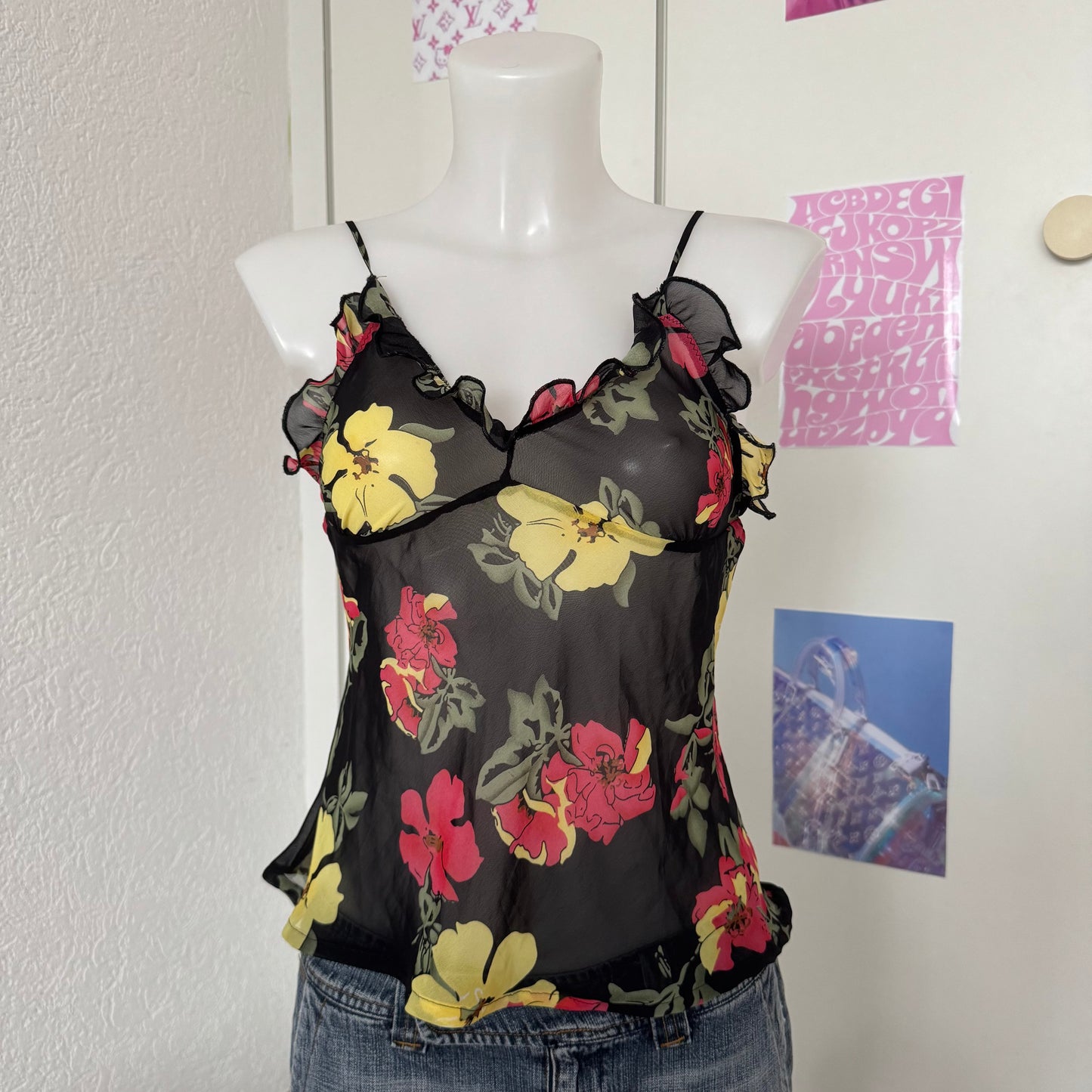 Black flower top (M)