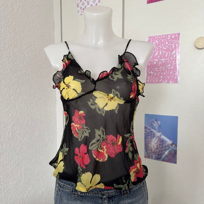 Black flower top (M)