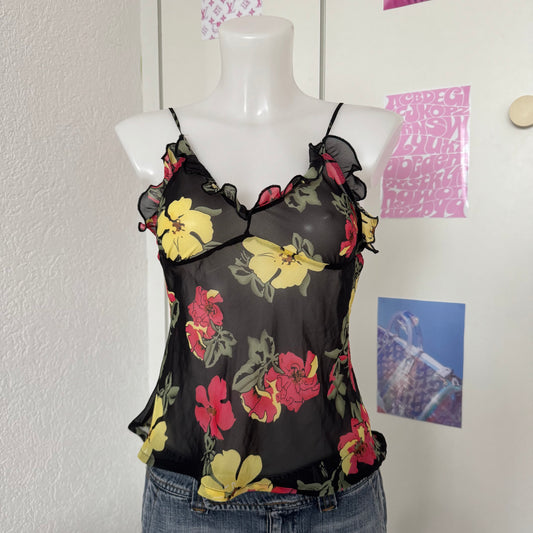 Black flower top (M)