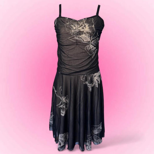 Black Sheer Floral Y2K Dress (L)