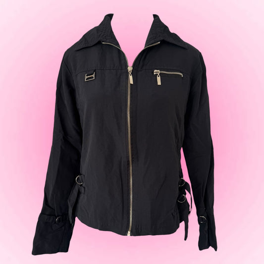 Black Y2k Zip-Up Jacket (S)
