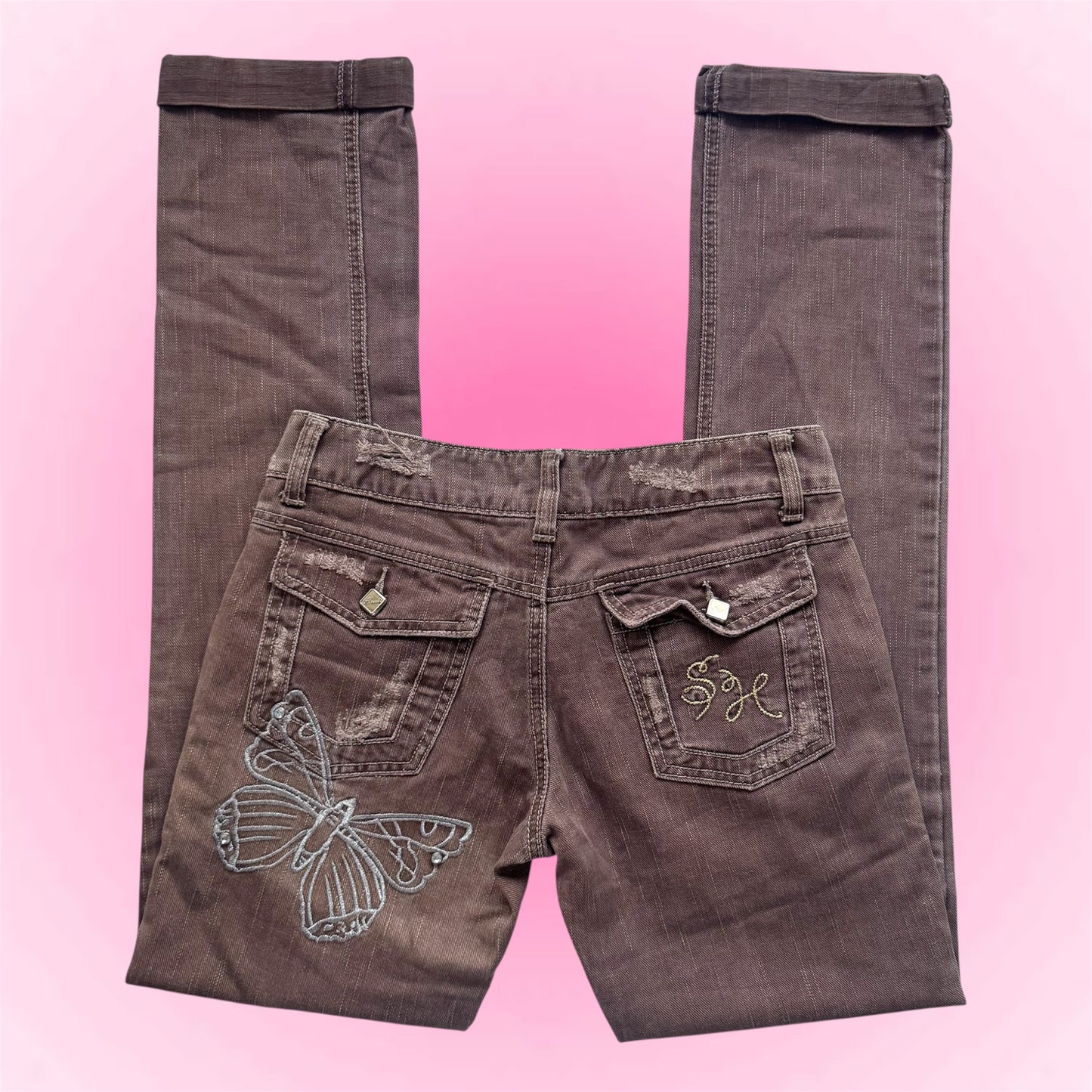 Brown Butterfly Detail Jeans (S)
