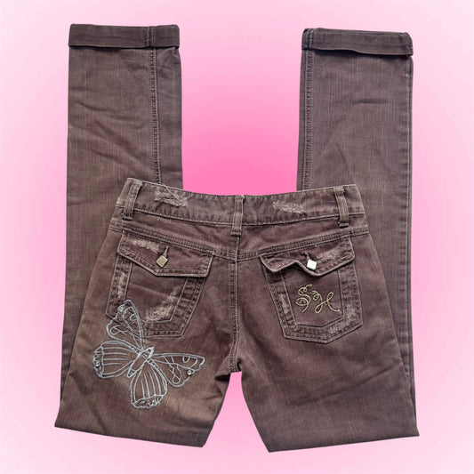 Brown Butterfly Detail Jeans (S)