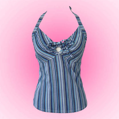 Blue Striped Halter Top (S)