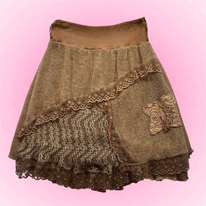 Unique Lace Layered Mini Skirt (S)