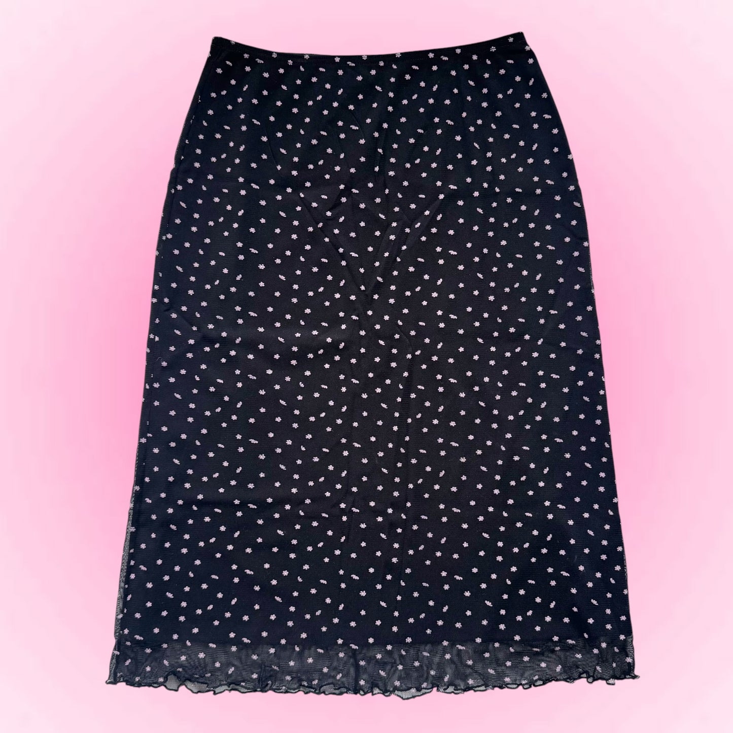 Black Flower Midi Skirt (S)