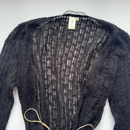 Black Tie-Front Knit Cardigan (S)