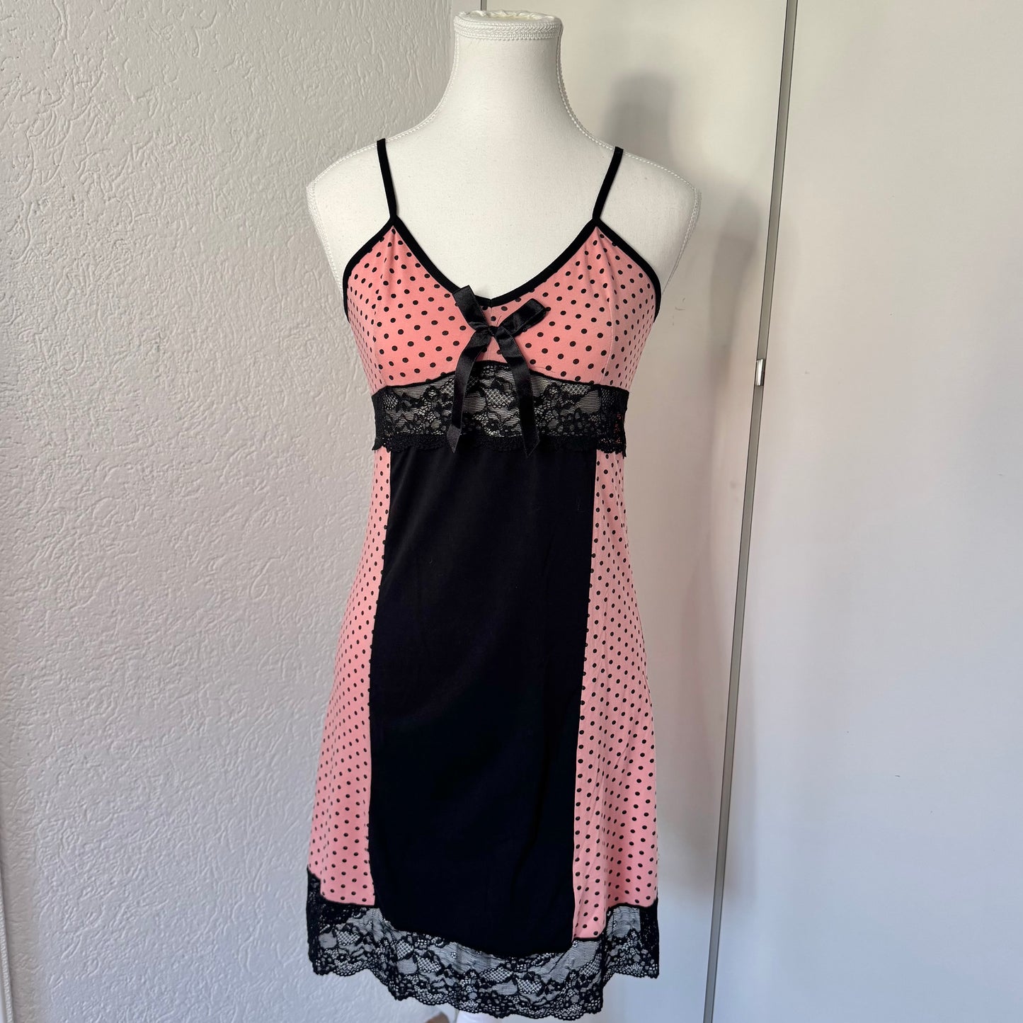 Pink Lace Coquette Babydoll Dress (S/M)