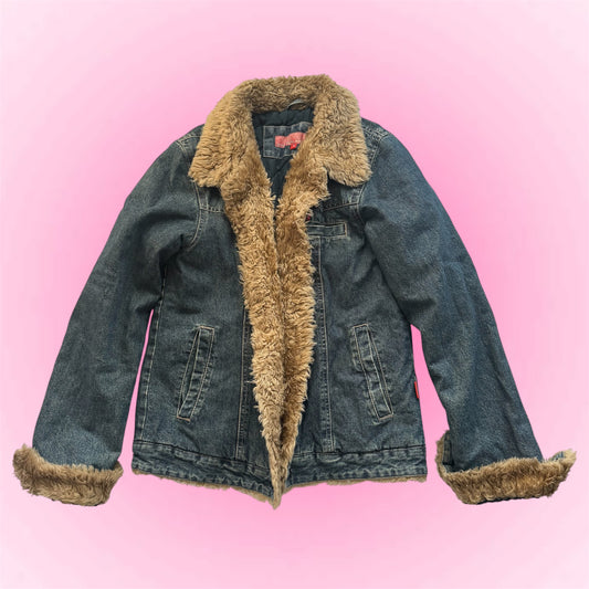 Denim Jacket with Faux Fur (S)