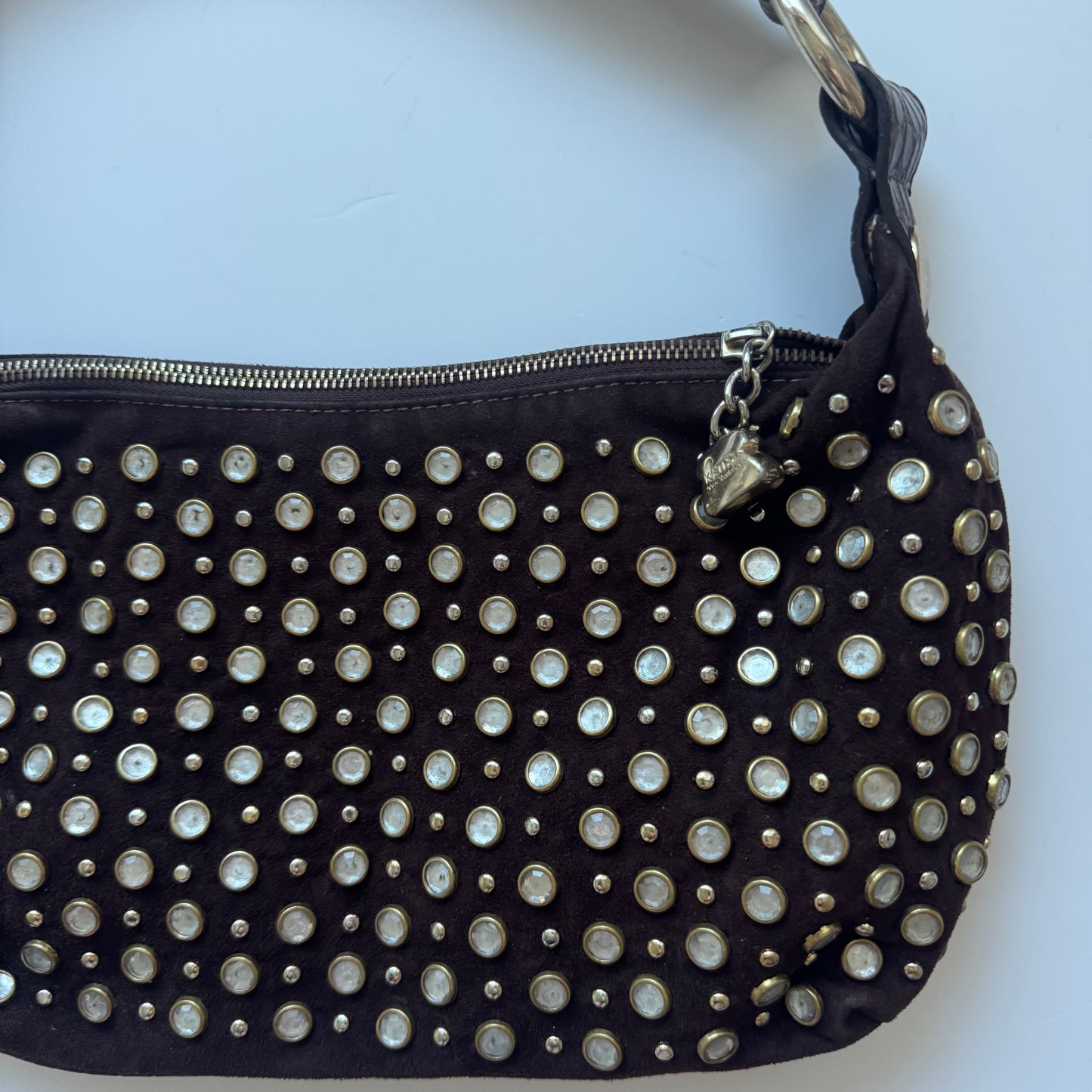 Brown Studded Shoulder Bag