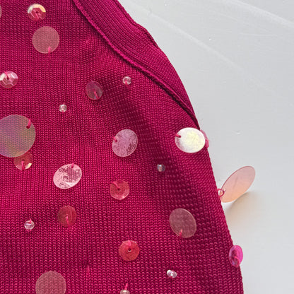 Burgundy Sequin Halter Top (S/M)