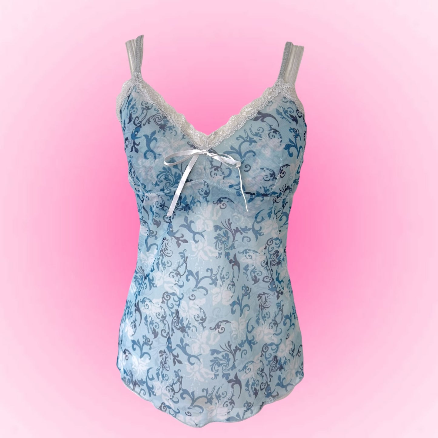 Blue Floral Sheer Cami Set (M)