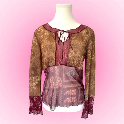 Vintage Boho Printed Blouse (M)