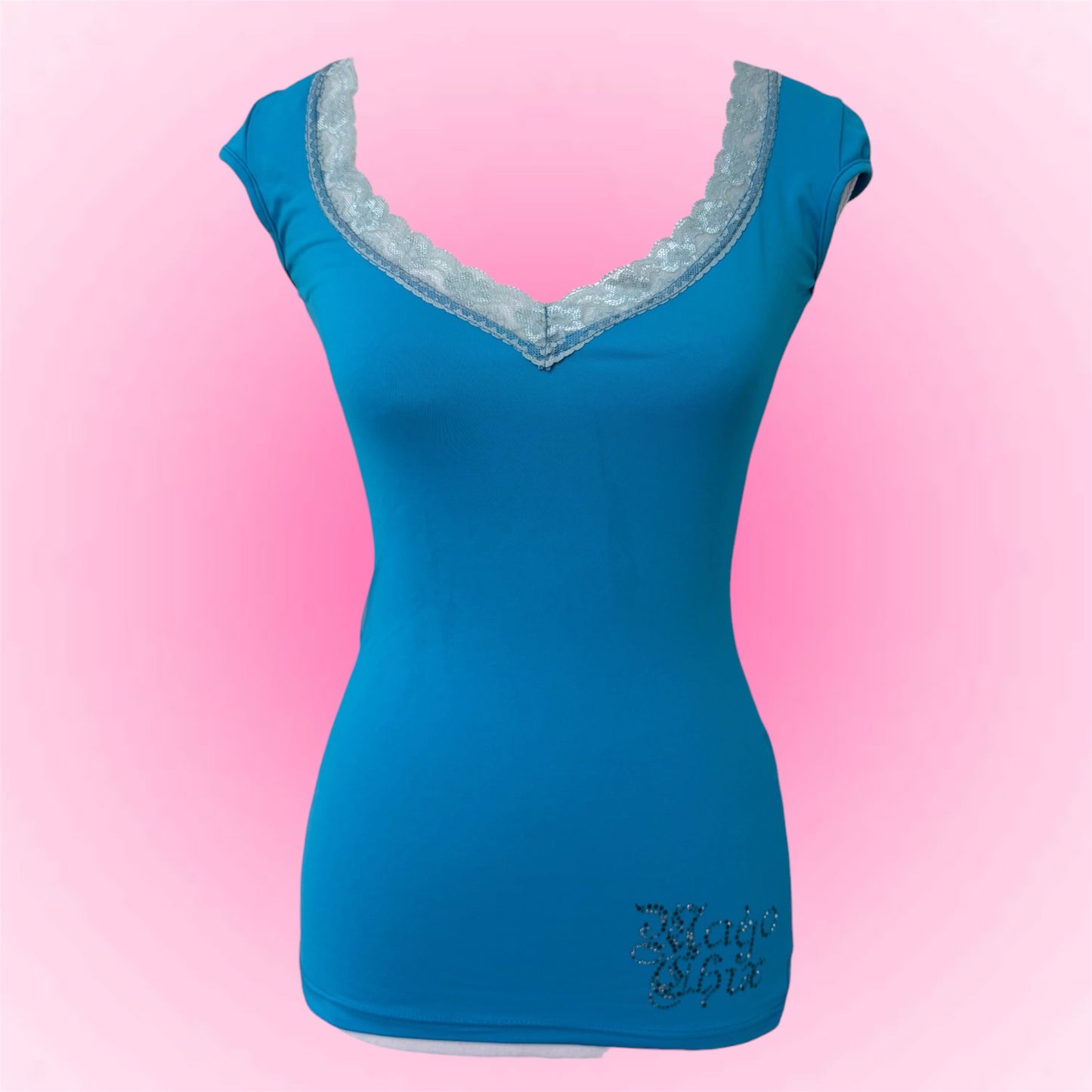 Blue Lace Y2K Tshirt (S)