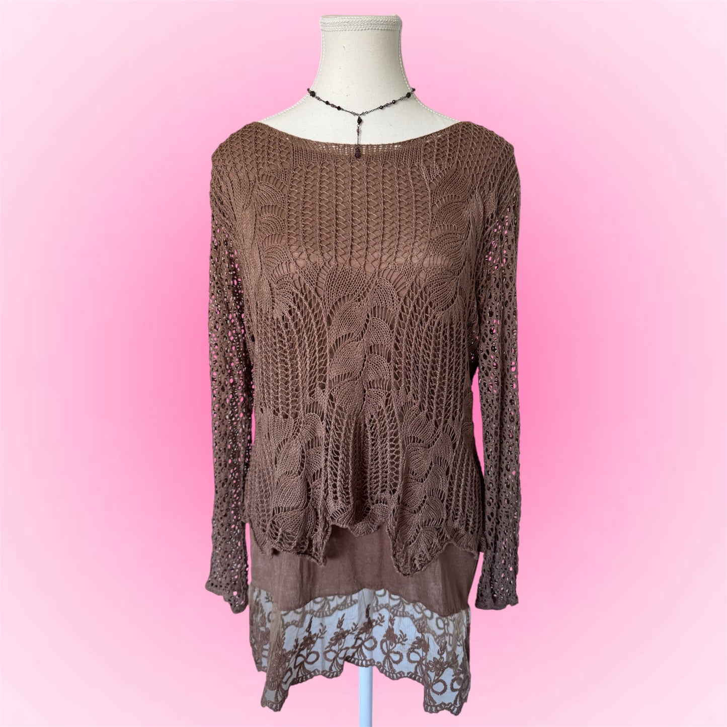 Vintage Crochet Knit Sweater (M)