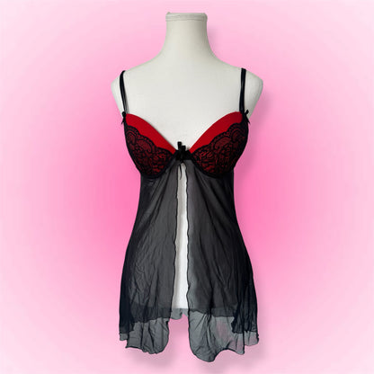 Black Sheer Babydoll Dress (75B)