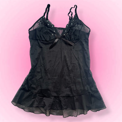 Black Sheer Lace Babydoll Cami (S)