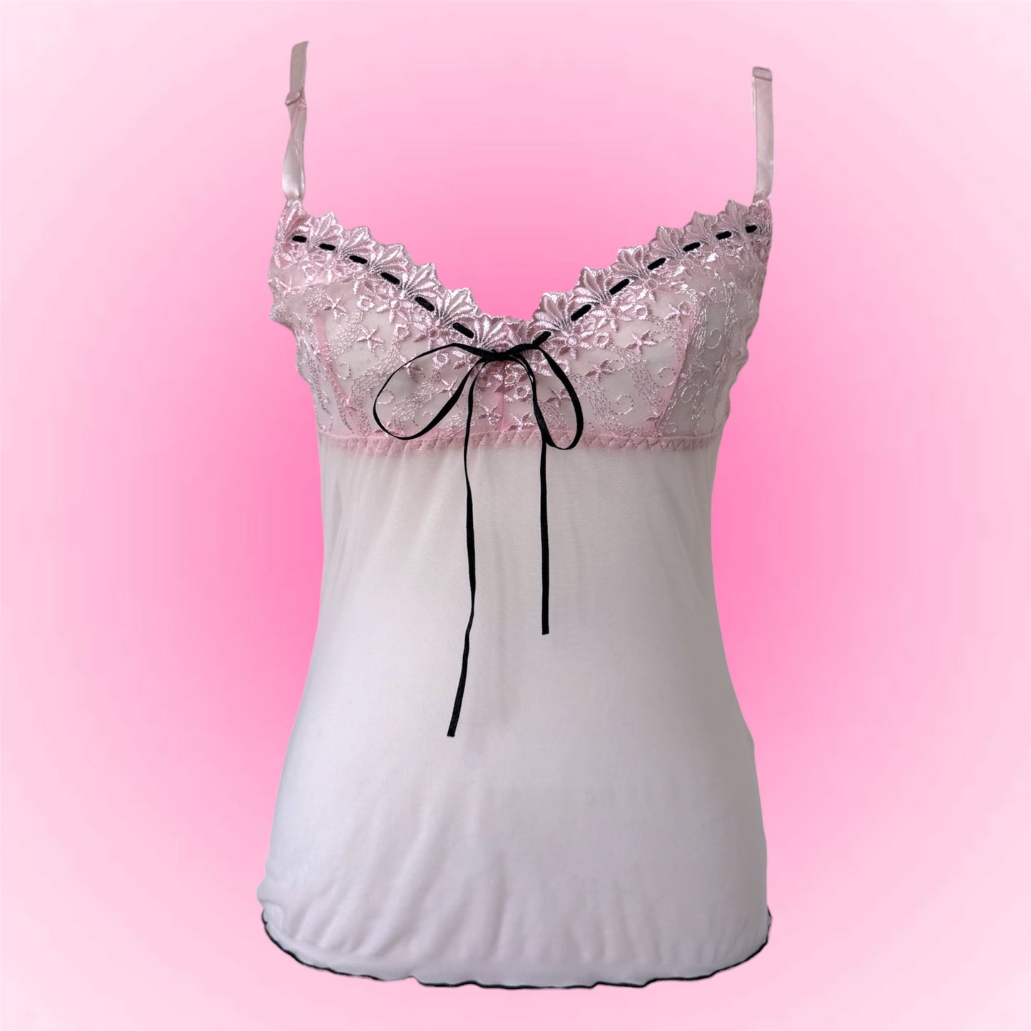 Pink Lace Y2K Cami (S/M)