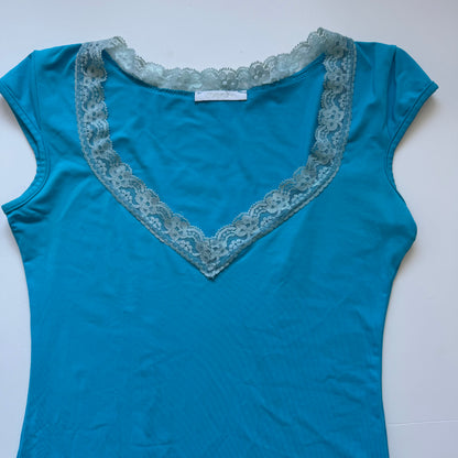 Blue Lace Y2K Tshirt (S)