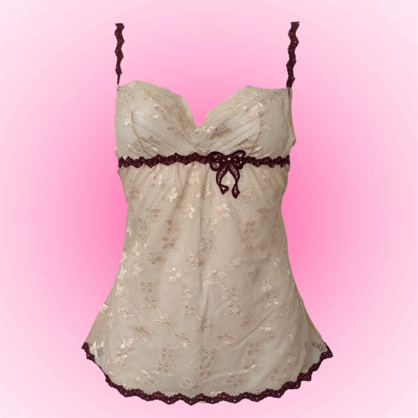 Cream coquette lace top (M)