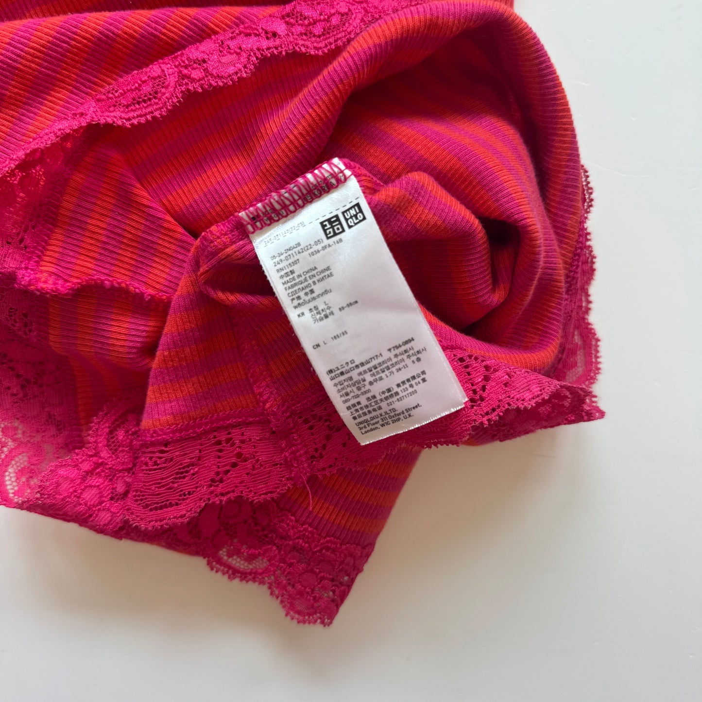 Pink Striped Lace Y2K Tank (M)