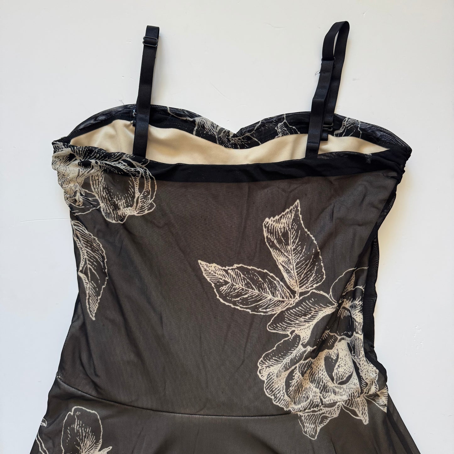 Black Sheer Floral Y2K Dress (L)