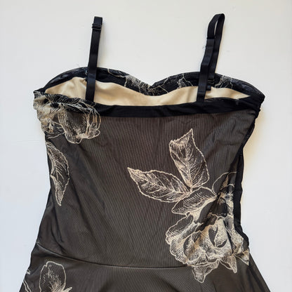 Black Sheer Floral Y2K Dress (L)