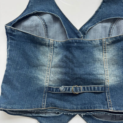 Vintage Denim Fitted Neckholder Vest (L)
