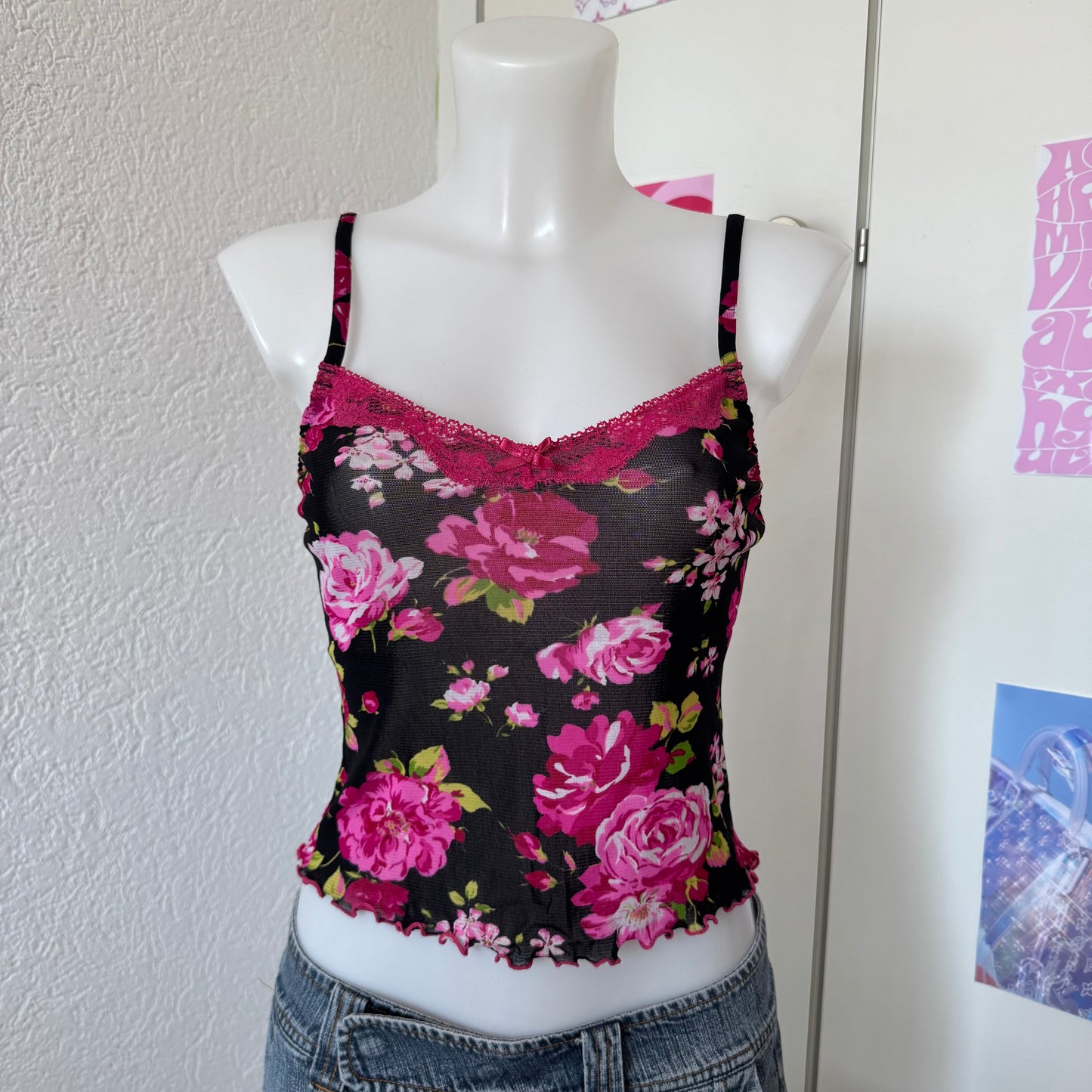 Y2k flower mesh top (S)